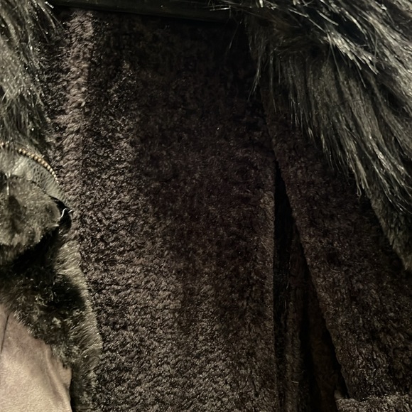 T Tahari shearling faux fur collar coat Zara mango free people Anthropologie H&M - Picture 6 of 8